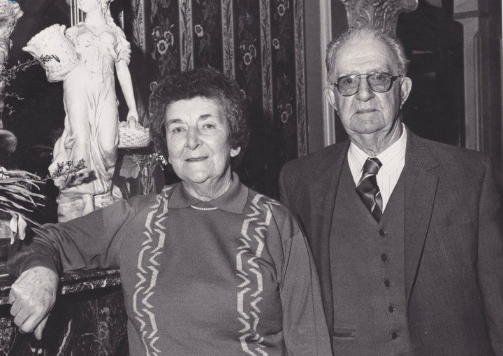 An elderly couple at home
